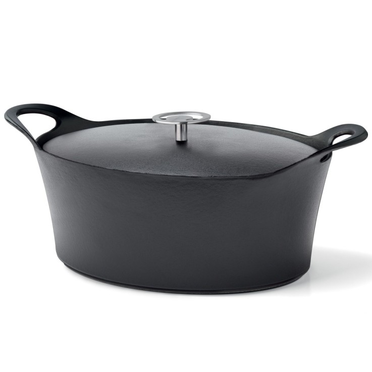 Cocotte ovale 29cm en fonte émaillée noire (3,9L)