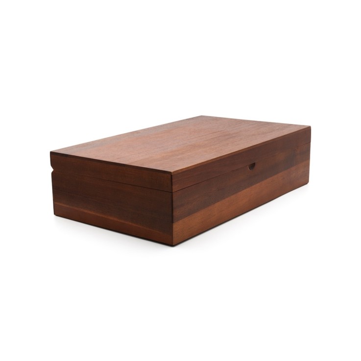 Coffret à thé bois d'acacia avec 6 boîtes à thé et cuillère