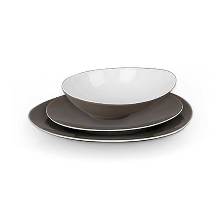 Service Sven Taupe 18 pièces en porcelaine