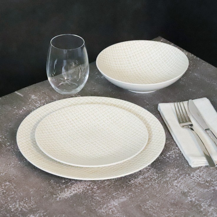 Service Tweed Ivoire 18 pièces en grès