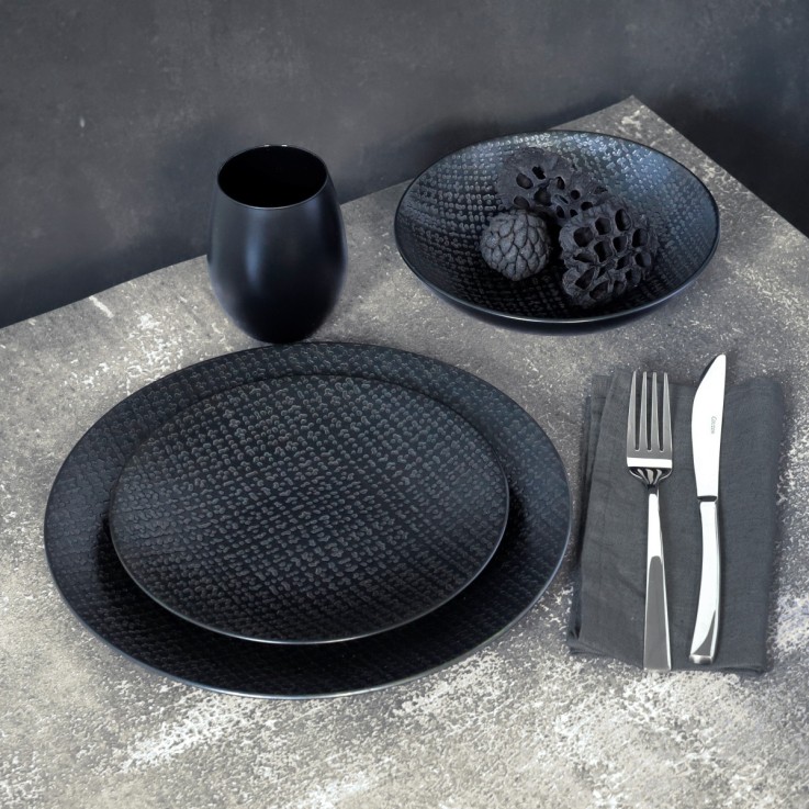 Service Tweed Noir 18 pièces en grès