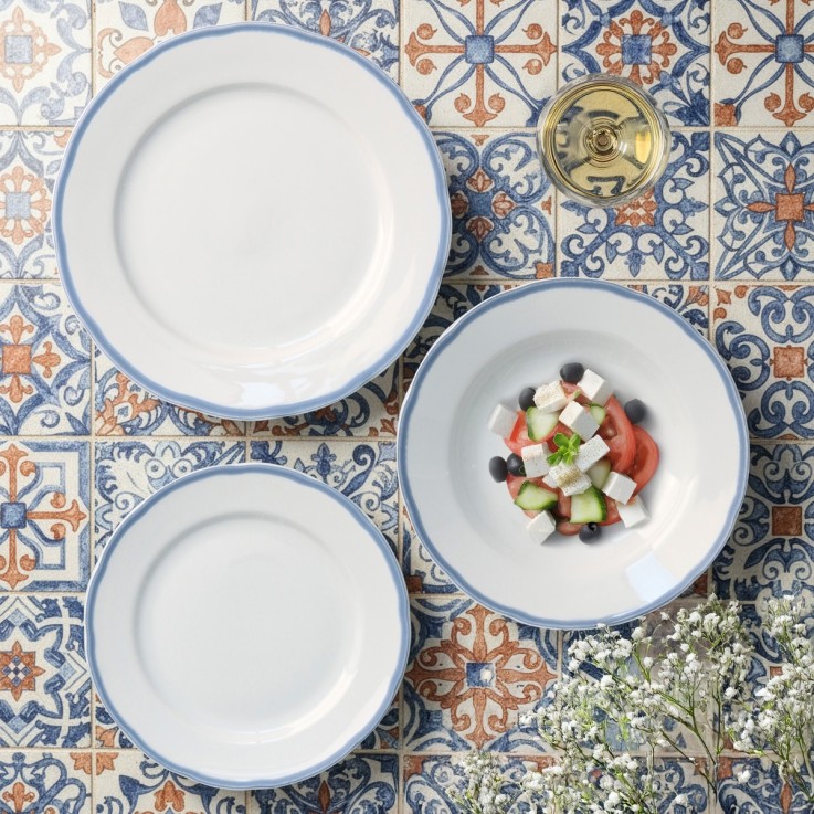 Service Scala Bleu 18 pièces en porcelaine