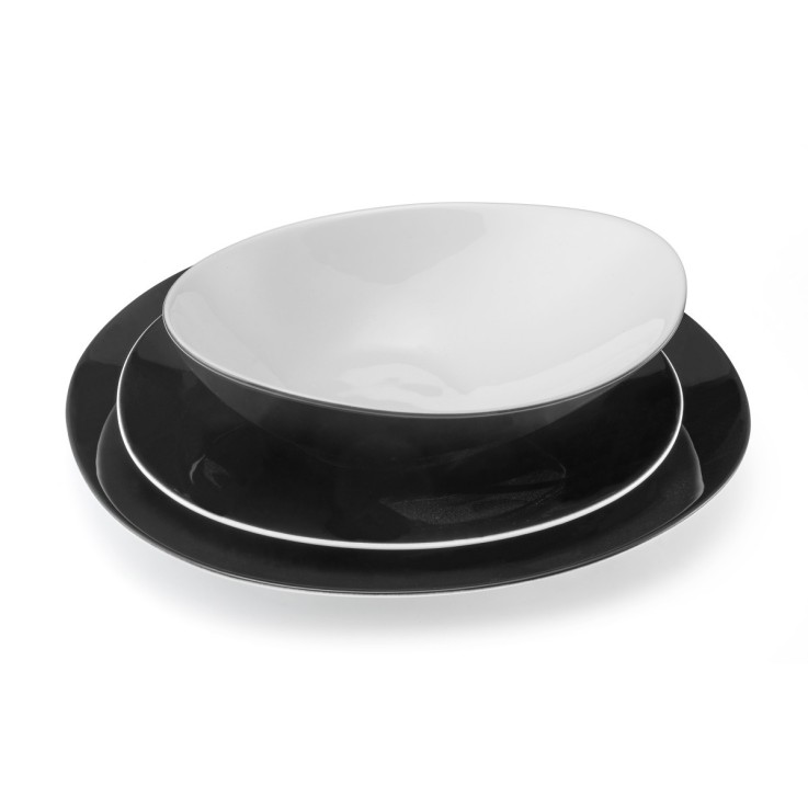 Service Sven Noir 18 pièces en porcelaine