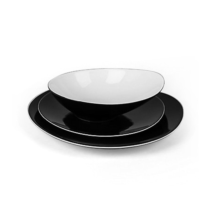 Service Sven Noir 18 pièces en porcelaine