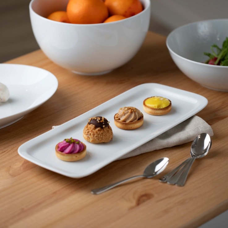 Plat à cake Côme 37 x 18.7 cm en porcelaine