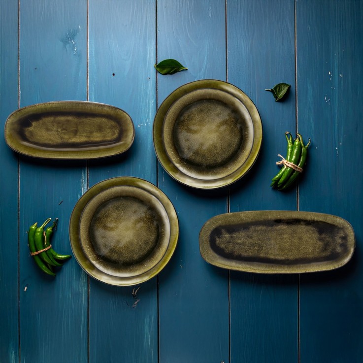Plat long grand modèle Nomad 35.5 cm (lot de 2) en grès