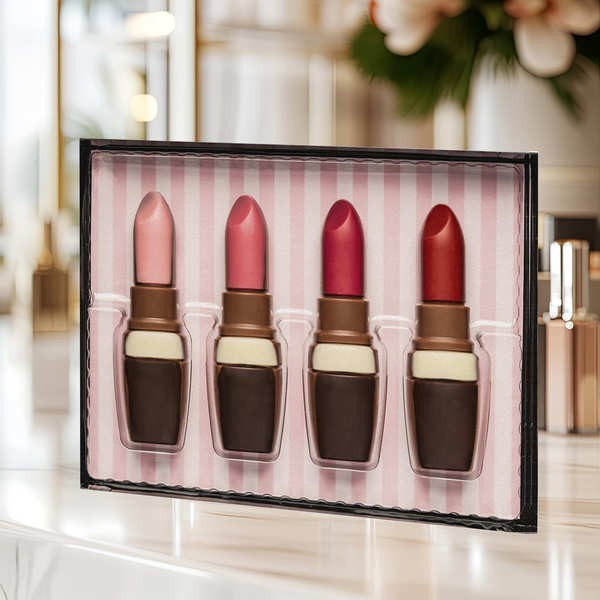 Rouge à lèvres en chocolat au lait - Coffret de 4 chocolats (55g)