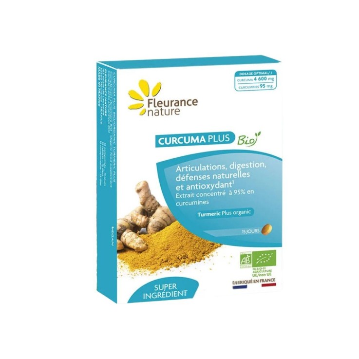 Curcuma PLUS (15 jours) - Articulations, Digestion, Défenses et Antioxydants (15 comprimés) Bio