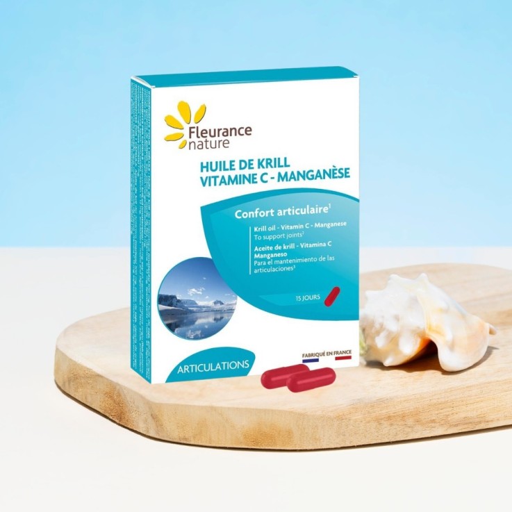 Huile de krill, vitamine C, manganèse - Articulations (15 gélules)