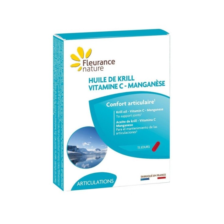 Huile de krill, vitamine C, manganèse - Articulations (15 gélules)