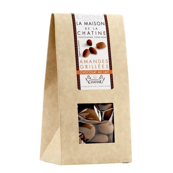 Chatines cacao - Amandes enrobées de chocolat au lait - Boîte de 100g