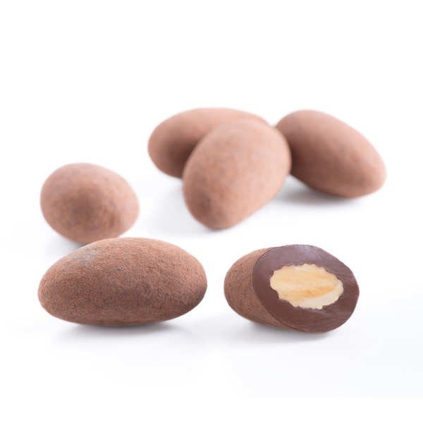 Chatines cacao - Amandes enrobées de chocolat au lait - Boîte de 100g