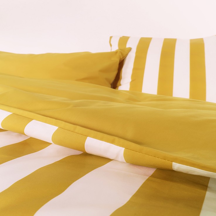 Parure de lit imprimée en percale de coton bio, taies rectangles, LA LARGE RAYURE