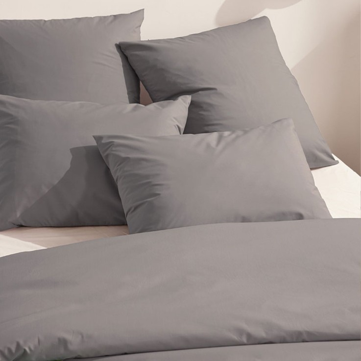 Parure de lit unie en percale de coton bio, taies rectangulaires, LES ESSENTIELS