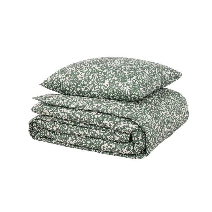 Parure de lit imprimée Housse de couette + 2 taies carrées, SOUS BOIS