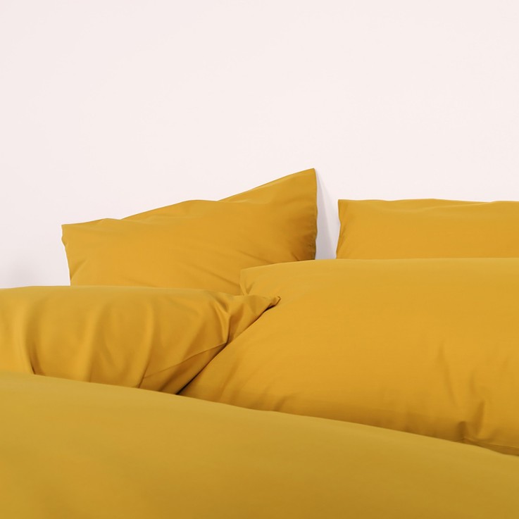 Parure de lit unie en percale de coton bio, taies carrées, LES ESSENTIELS