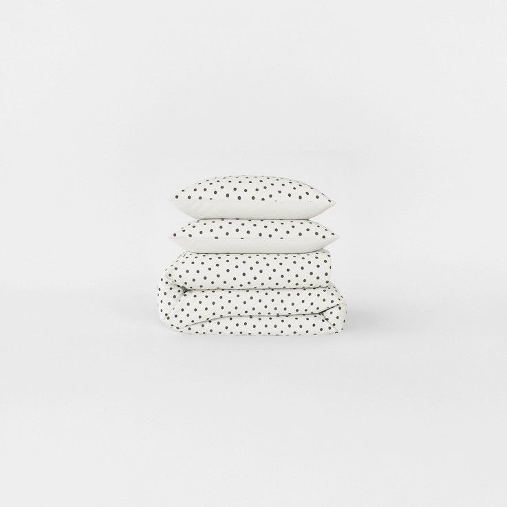 Parure de lit imprimée en percale de coton bio, taies rectangles, LE POIS