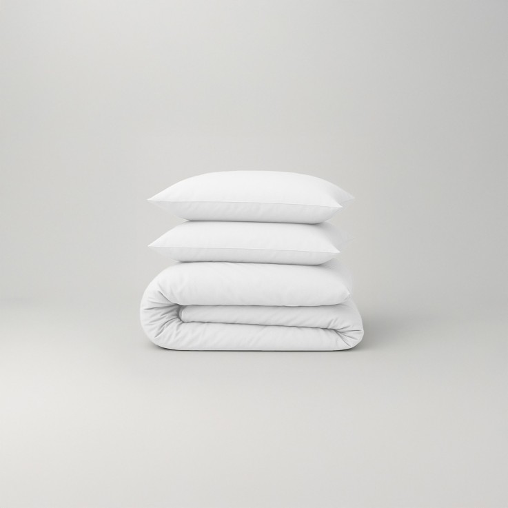 Parure de lit unie en percale de coton bio, taies rectangulaires, LES ESSENTIELS