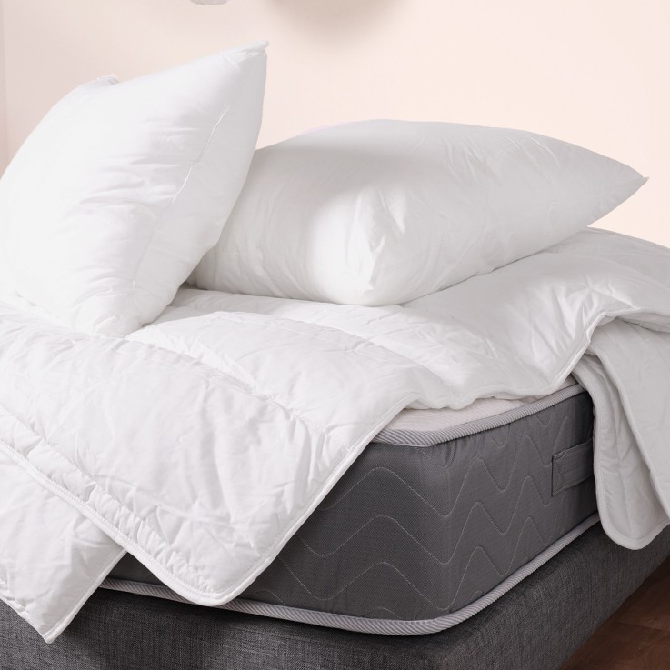 Pack couette + oreillers carrés en coton biologique, DOUX