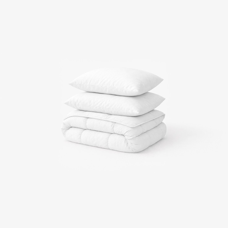 Pack couette + oreillers carrés en coton biologique, DOUX