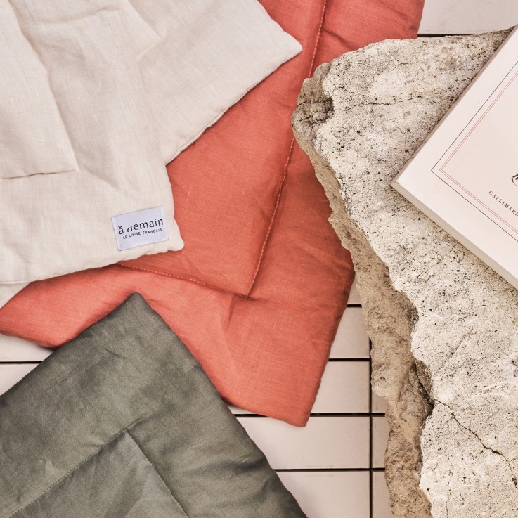 Matelas de sol uni en lin, TERRE CUITE