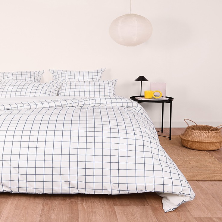 Lot de 2 taies d’oreiller imprimées en percale de coton bio, LE CARREAU