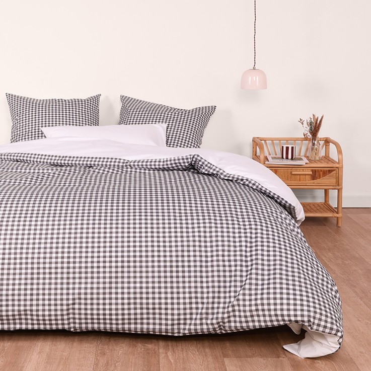 Lot de 2 taies d’oreiller imprimées en percale de coton bio, LE VICHY