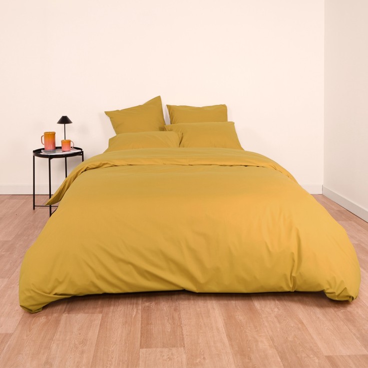 Lot de 2 taies d’oreiller unies en percale de coton bio, LES ESSENTIELS