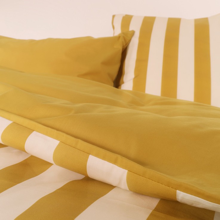 Lot de 2 taies d’oreiller imprimées en percale de coton bio, LA LARGE RAYURE