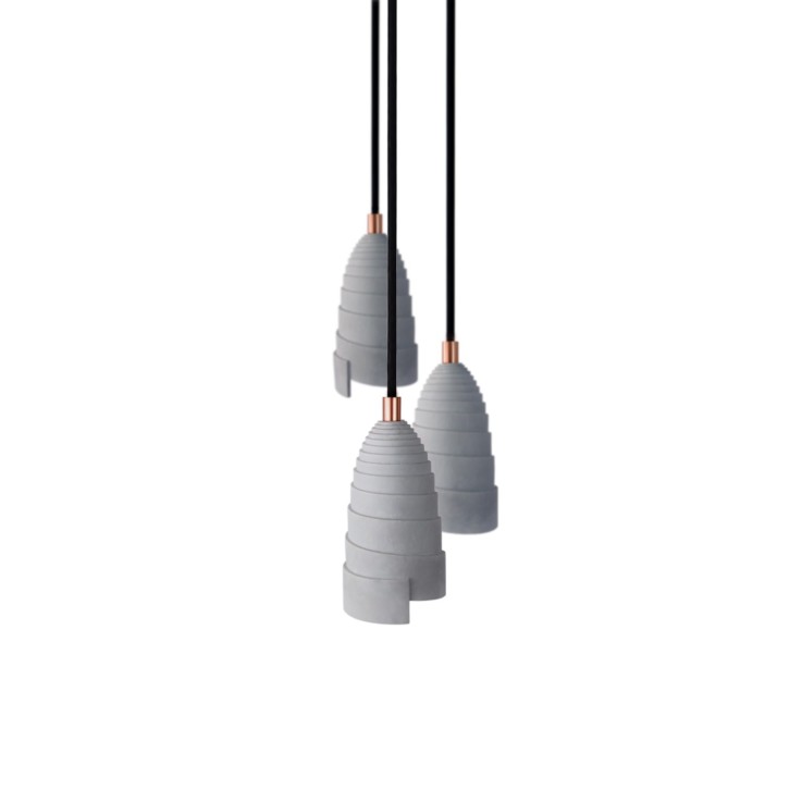 Suspensions béton et accessoires cuivrés Flanelle Triple
