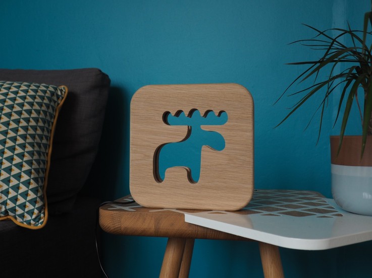 Veilleuse en bois kids Caribou Blumen