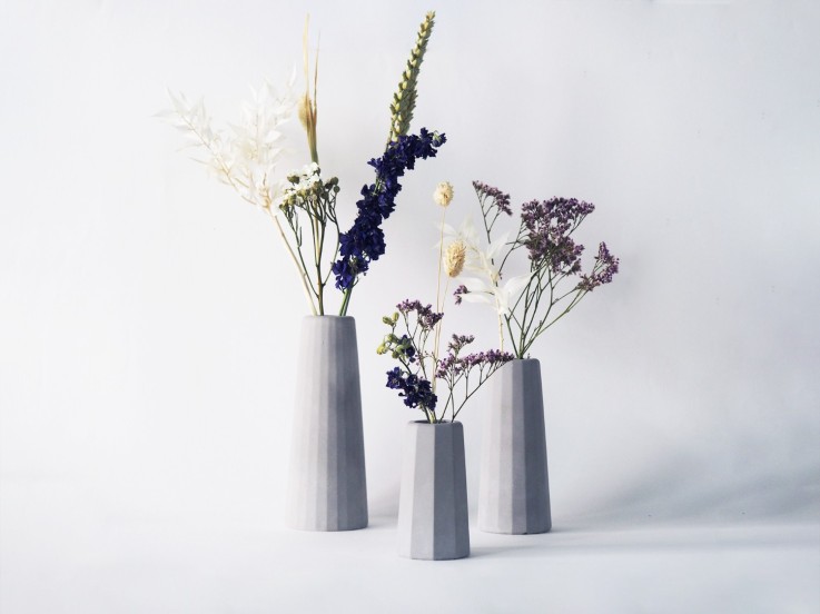 Vase soliflore béton 12cm Facette