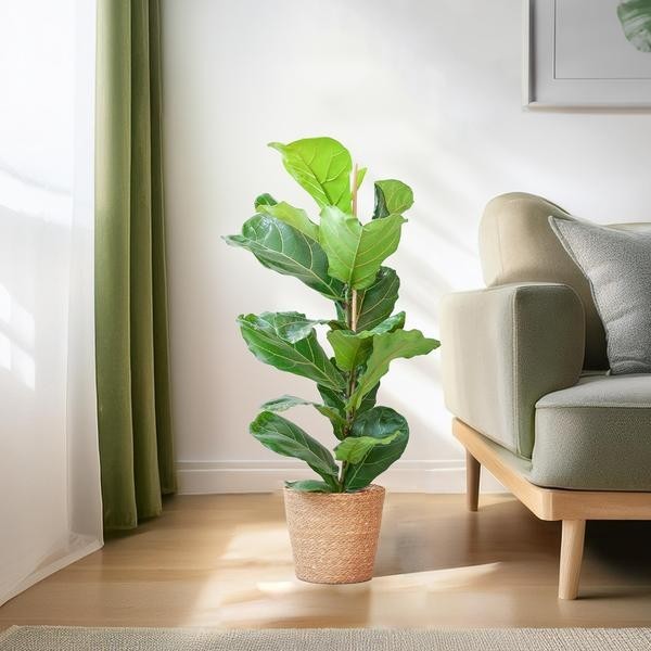 Ficus Lyrata et son pot -  Panier naturel