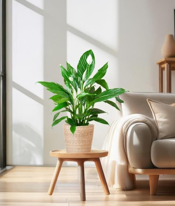 Spathiphyllum et son pot -...