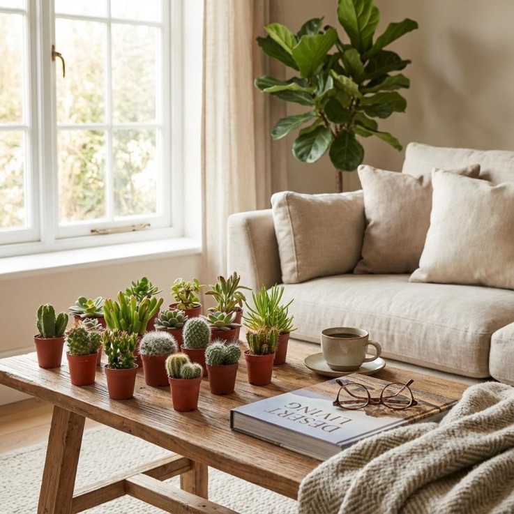 Mix Cactus & Succulentes -  6 + Pots en terre cuite