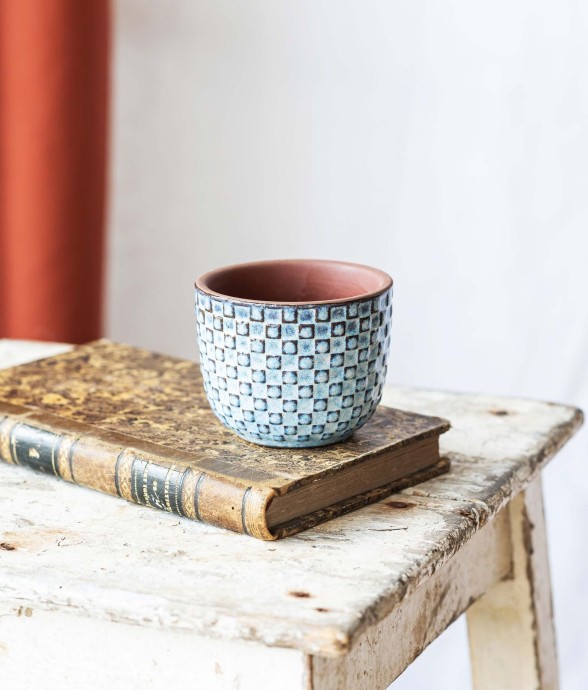 Mini cache pot - RELIEF BLEU