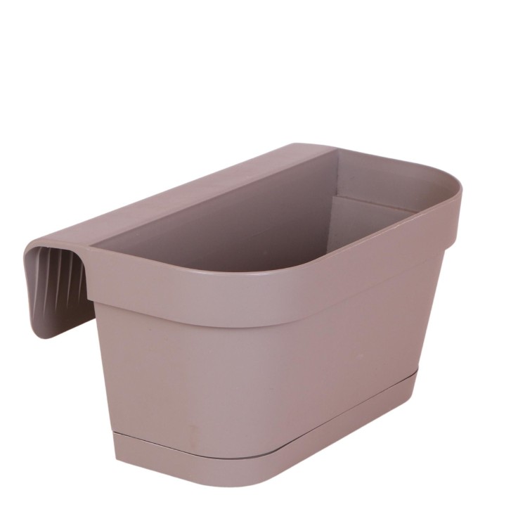 Jardinière de balcon en plastique taupe avec système de suspension - 36cm de large