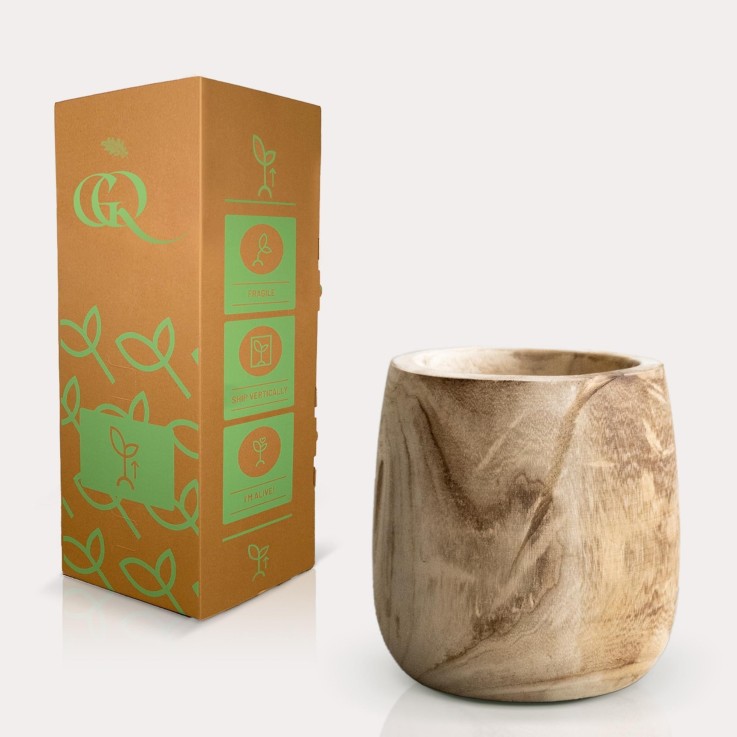 Cache-pot en bois -h25cm, Ø23cm
