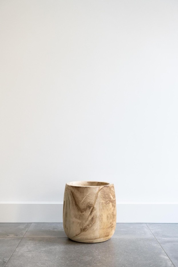 Cache-pot en bois -h25cm, Ø23cm