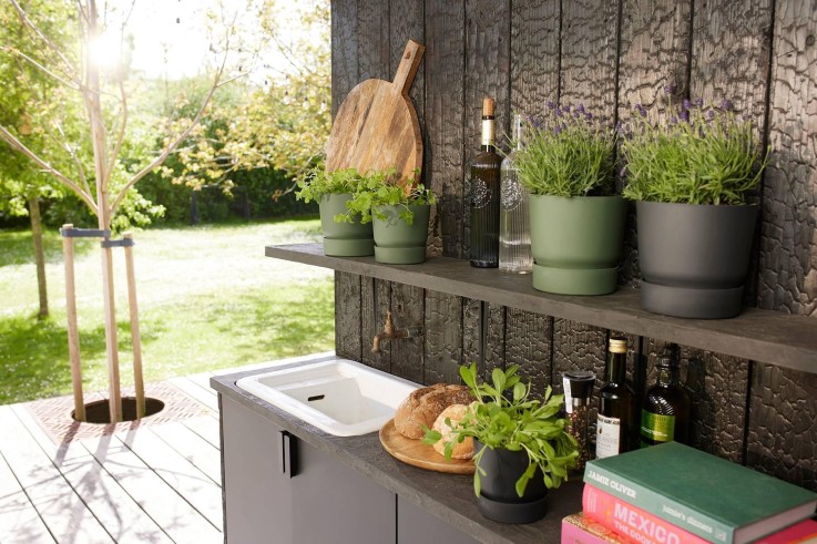 Pot elho Greenville Rond noir 14 cm