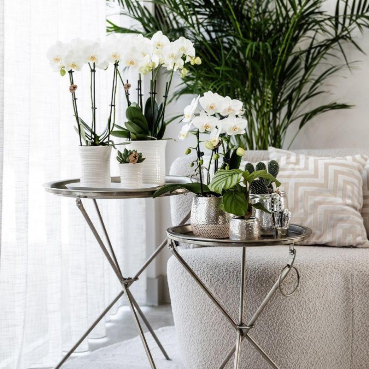 Pot décoratif argenté Elite en céramique