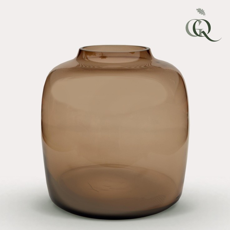 Vase en verre taupe - h25cm, Ø25cm