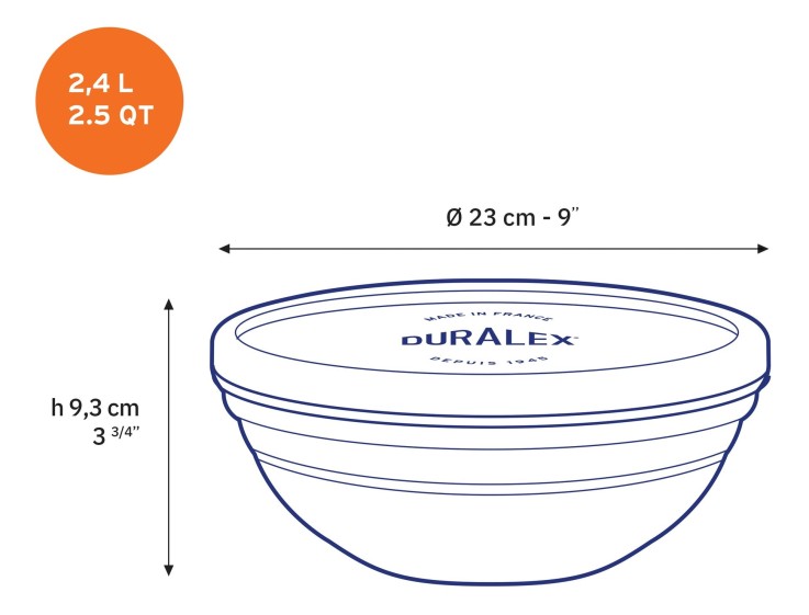 Saladier de conservation en verre rond (2,4L)