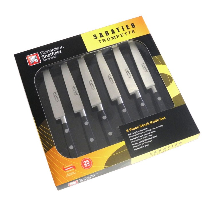 Coffret 6 couteaux steak lame lisse en inox