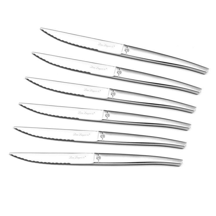 Bloc bois d'acacia 6 couteaux steak en inox