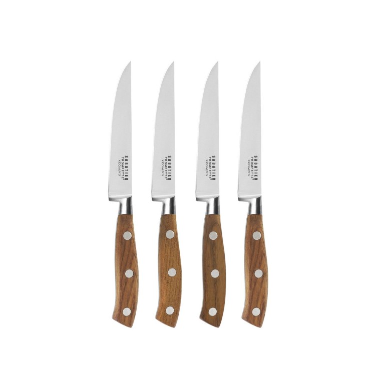 Coffre bois palette 4 couteaux steak en inox