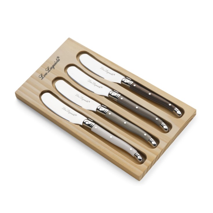 Coffret bois 4 tartineurs mixés Tradition en inox