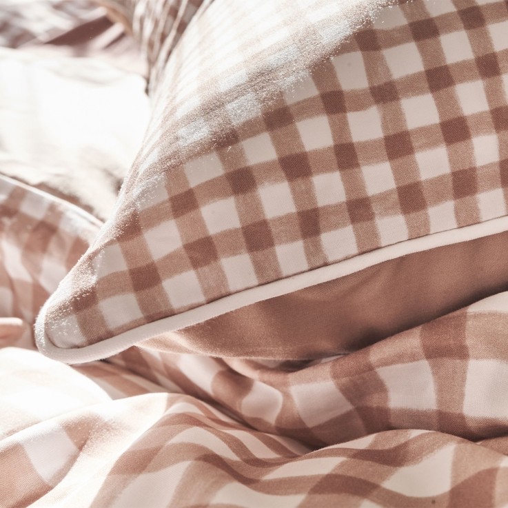 Housse de coussin imprimé en percale de coton, VICHY