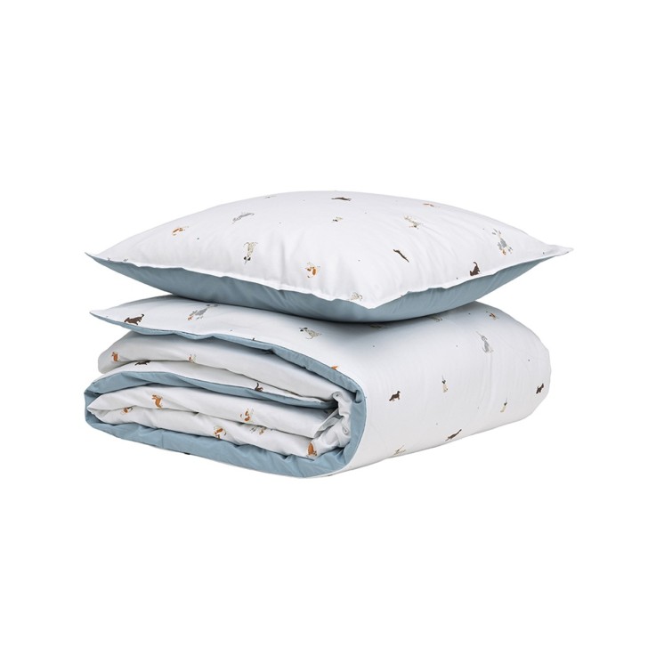 Parure de lit enfant imprimée en percale de coton, taie carrée, LA PARADE EN FETE
