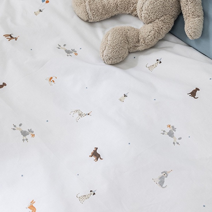 Parure de lit enfant imprimée en percale de coton, taie carrée, LA PARADE EN FETE